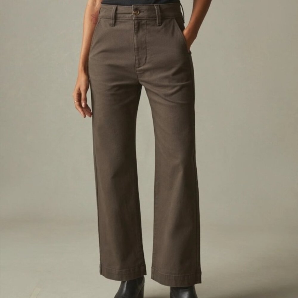 American Giant Wide Leg Pant Size 12 New Women's Made In USA Cotton Stretch